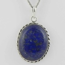 Solid 925 Sterling Silver Lapis Lazuli Pendant Necklace Women PSV-2154 - £29.94 GBP+