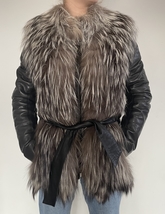 Luxury Fox Fur Coat,Silver fox Coat,Gian Mori Fancy Jacket / removable sleeves - £131.09 GBP
