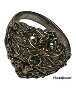 14K WG &amp; 925 Sterling Silver Topaz &amp; Peridot Ring w/emerald Size9 - $377.30 CAD