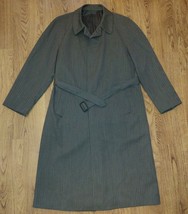 VTG Hickey Freeman Men&#39;s Wool Striped Trench Coat Overcoat Belted Gray 40L - £101.98 GBP