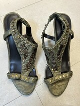 Elizabeth &amp; James Green Jewelled Metallic Sandals Size 8.5 - $282.73 MXN
