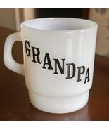 Termocrisa Mexico MCM White Milk Glass Coffee Mug Grandpa w/ Sweet Saying - $10.89