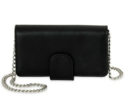 No Boundaries Women&#39;s Phone Crossbody Wallet W Mirror &amp; Metal Chain Strap Black - £10.65 GBP