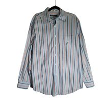 Nautica Mens Dress Casual Shirt Long Sleeve Button Down L Blues Orange - $16.99