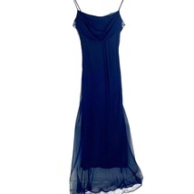 Jump Apparel Navy Blue Gown Drape Neck Spaghetti Strap Chiffon Size 11 F... - £25.17 GBP