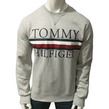 NWT TOMMY HILFIGER MSRP $99.99 MEN&#39;S LIGHT GRAY CREW NECK LONG SLEEVE SW... - £32.29 GBP