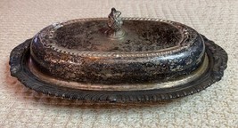 Vintage Ornate Silver Plate Butter Dish w/ Lid + Removable Glass Tray - £18.84 GBP