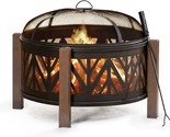 Sunjoy 31 In. Large Fire Pits For Outside Round Wood-Burning Fire Pit, O... - £172.19 GBP