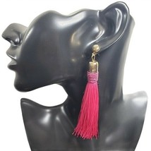 Fashion Jewelry Womens Gold Pink Long Tassel Bohemian Post Earrings Boho Sz OS - $20.00