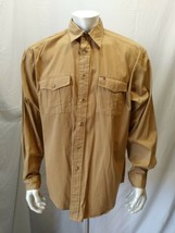 Tommy Hilfiger Button Front Long Sleeve Box Logo Men&#39;s Tan Cotton Shirt ... - €6,92 EUR