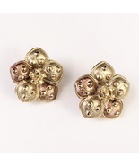Vintage Rose Gold and Gold Flower Clip-On Earrings, 1 in. - £31.38 GBP