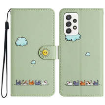 For Samsung Galaxy A33 Cartoon Cats Leather Phone Case(Green) - £3.94 GBP