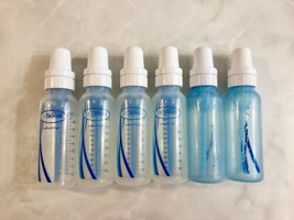 Dr. Brown’s Lot of 6 Clear &amp; Blue 8 oz Baby Bottles Lids Vents Seals 30 Pieces - £14.05 GBP