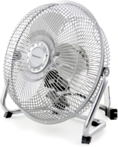 Impress 9&quot; 3-Speed Silver All Metal High Velocity Floor Table Desk Fan IM-709V - £35.18 GBP