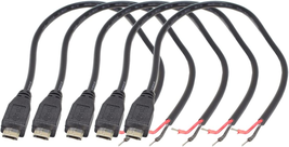5Pcs Micro USB Male Plug Cable 12Inch 30Cm 5V 3A 22AWG 2 Wires Power Pigtail Cab - £10.68 GBP