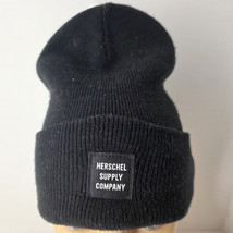 Herschel Supply Company Black Beanie Winter Hat Cap Men Cuffed - £6.86 GBP