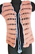 Pink Gap Knit Vest Hand Made Retro 1970s Grandma Clothes Grannycore - £11.88 GBP