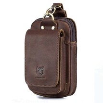 BULLCAPTAIN Men Vintage Leather Belt Bag Cell Phone Purse Waist Bag - £28.30 GBP+