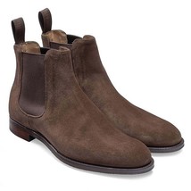 Handmade Chelsea Boot Cedar Brown Color Side Elastic Slip On Suede Leather Boot  - £119.89 GBP