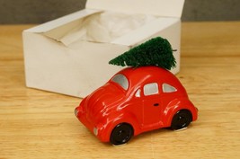 NOS CHRISTMAS ORNAMENT Dept 56 Red Volkswagen Bug Bettle Santa&#39;s Car &amp; Tree - £11.83 GBP