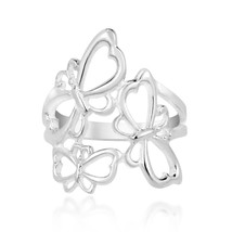 Cute Flying Butterfly Family .925 Silver Ring-8 - £16.07 GBP