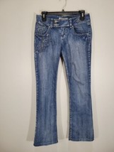 YMI City Of Angels Blue Denim Jeans Size 5 Low-rise with Embroidery - $21.80