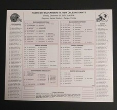 Tampa Bay Buccaneers vs Saints Football Media Guide Game Flip Card 12/23/2001 - £11.78 GBP