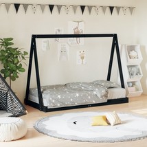 Kids Bed Frame Black 80x160 cm Solid Wood Pine - £75.64 GBP