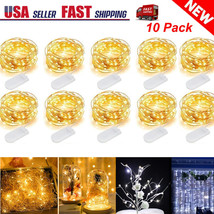 10 Pack 6.6Ft 20 Leds Copper Wire String Fairy Lights Battery Operated Mini Led - £17.39 GBP