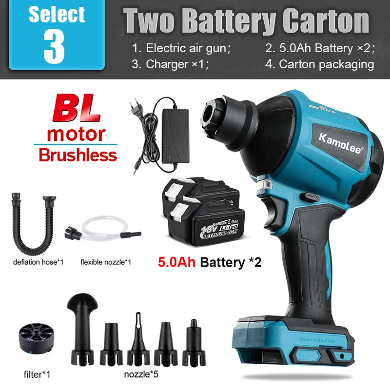 Kamolee Brushless Air Dust Blower Lithium Electric Cordless Inflator Cleanner Du - $203.43