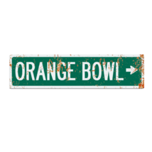 Retro Orange Bowl Miami Metal Road Sign - £23.32 GBP