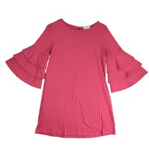 Simply Southern Pink Ruffle Bell Sleeve Dress Sz S Casual Knit A-Line Be... - $20.00