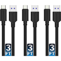 Sabrent CB-C3X3 3PK 22AWG PREMIUM 3FT USB-C TO USB A 3.0 SYNC &amp; CHARGE C... - $42.36
