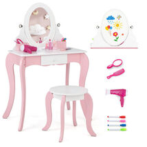 Pretend Kids Vanity Set with 360° Rotatable Mirror and Play Accessories - $122.45