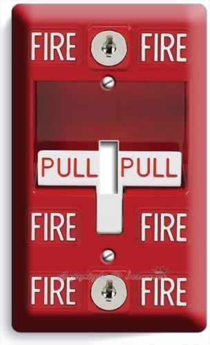 FIRE ALARM PULL DOWN SINGLE LIGHT SWITCH WALL PLATE COVER MAN CAVE GARAGE DECOR