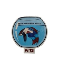 Peta Kids sticker  Betta Fish Deserve Better Blue on Fish Tank Vintage and Rare - £11.92 GBP