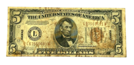 Series of 1934-A $5 U.S. Hawaii Federal Reserve Note Fine Condition FR #... - $225.43