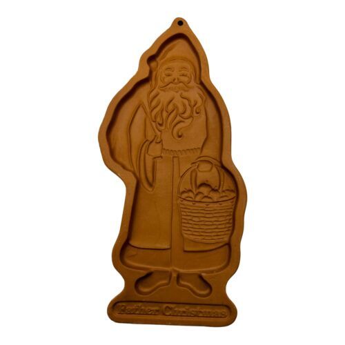 Longaberger 1990 Father Christmas Cookie Mold Terra Cotta Pottery 9 inch - $15.88
