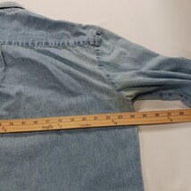 Dickies Genuine GL300SNB Men's Blue Distressed Denim Button-Down Shirt Size L image 10
