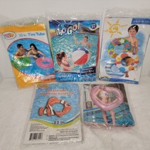 LOT OF 5 POOL FLOATS - Beach Ball Tubes Heart Fish Inflatable Swim Toys - $49.49