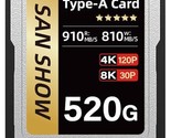 520Gb Cfexpress Type A Memory Card (Gold), High-Speed Up To 910Mb/S Read... - $667.99