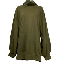 Lit Active Whisper Olive Green Oversized Turtleneck Sweatshirt Womens Size S - £27.62 GBP