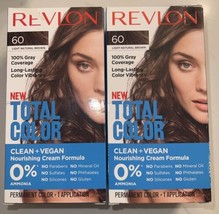 Revlon Total Color Hair Dye 100% Gray Coverage 60 Light Natural Brown Lot Of 2 - £28.56 GBP