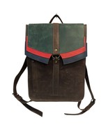 Leather Handmade Backpack Laptop Flap Closure Adjustable Clasp Unisex Brown - $162.46 CAD