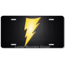 Shazam Lightning Inspired Art on Mesh FLAT Aluminum Novelty License Tag ... - £14.38 GBP