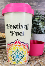 Festival Fuel Mandala Bamboo Fiber Reusable Travel Mug Cup W/ Lid And Sl... - $20.99