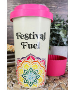 Festival Fuel Mandala Bamboo Fiber Reusable Travel Mug Cup W/ Lid And Sl... - $20.99
