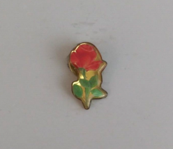 Vintage Colorful Red Enamel Rose Lapel Hat Pin - £5.83 GBP