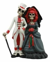 Day Of The Dead Skeleton Couple Wedding Statue Gothic Skeleton Cake Toppers - £23.16 GBP