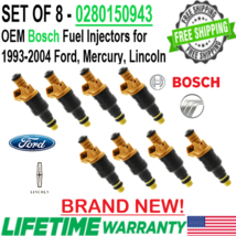 NEW UPGRADED BOSCH OEM x8 4hole 22LB Fuel Injectors for 93-04 Ford Mercu... - £449.73 GBP